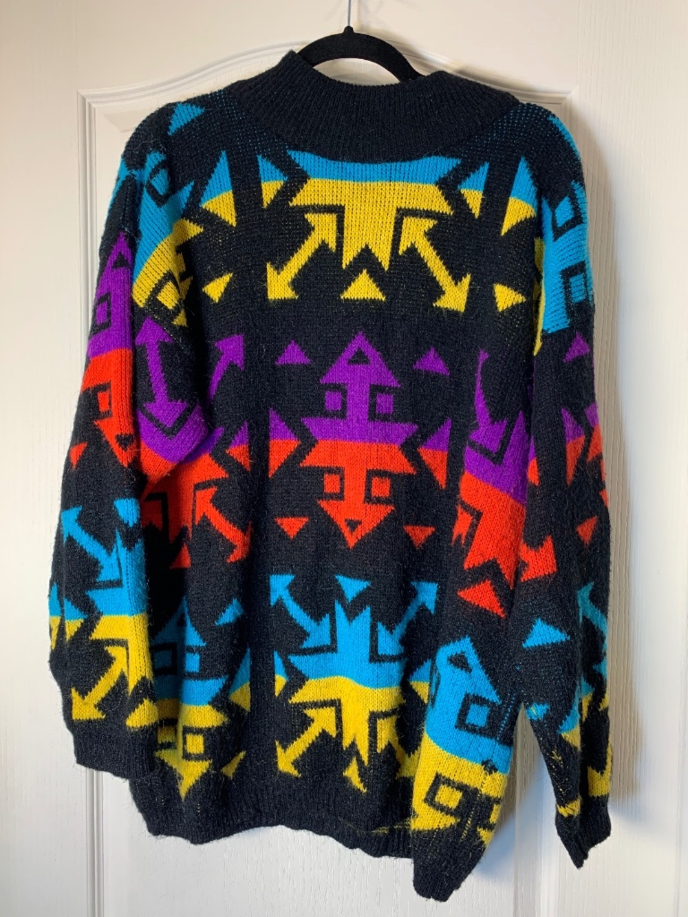 Vintage 80s 90s Colorful Geometric Knit Sweater Unisex Estimated L Colourful